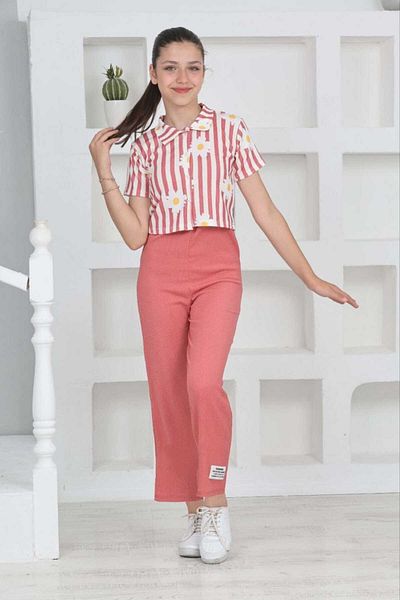 tanmodam Girl - Pomegranate Flower Patterned Jumpsuit with Jacket