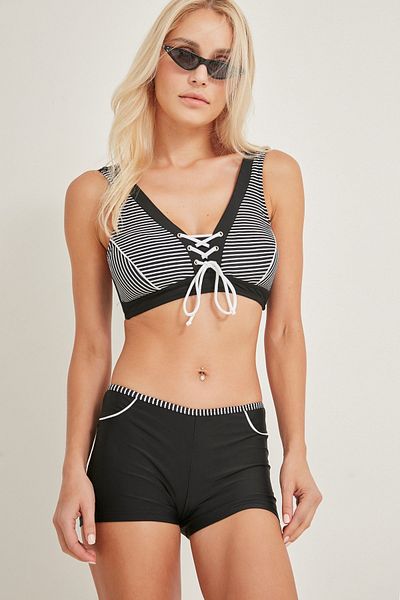 C&City Damen-Bikini-Set mit Tight-Shorts 3015 Schwarz