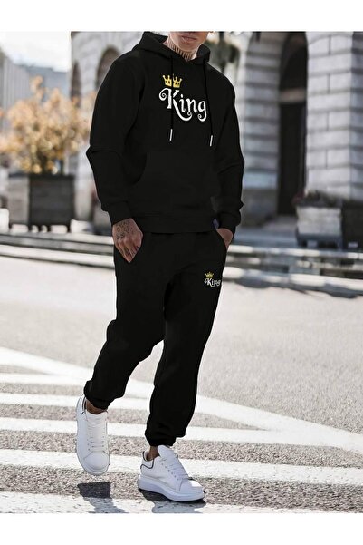 CLASSY.MODA Unisex Σετ αθλητικής φόρμας 2 τεμαχίων - Φούτερ με κουκούλα με στάμπα - Ύφασμα με 3 κλωστές