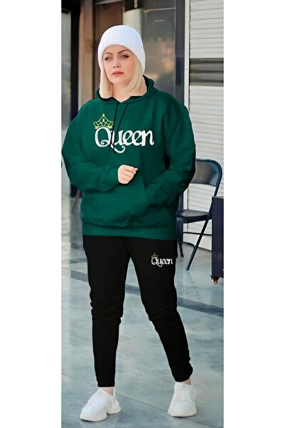 CLASSY.MODA Unisex Tracksuit Set 2-Piece Bottom Top - Hooded Printed Sweatshirt - 3 Thread Ribbed Fabric