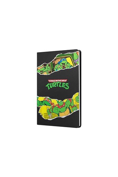 Mabbels Ninja Turtles Black Lined Butik Notebook with Hard Cover - 80 Sheets