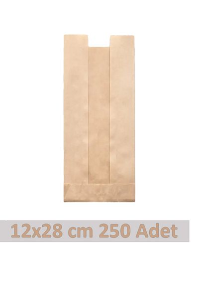 OLİ Art 12x28cm Kraft Paper Bag with Window - 250 Pieces Side Gusset Packaging Gift Package