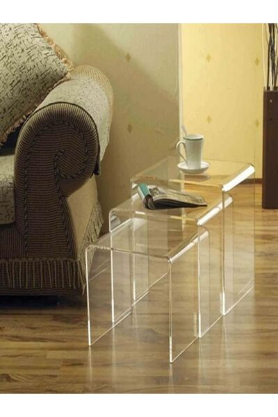 SeHa Design Pleksi Akrilik Sehpa Zigon (8MM KALINLIK)tekli( 1 Adet )yükseklik 43cm Genişlik 41cm Derinlik 30cm