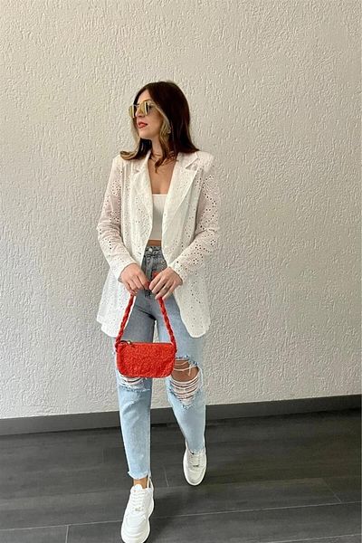 CNG MODA Guipure Seasonal Jacket White