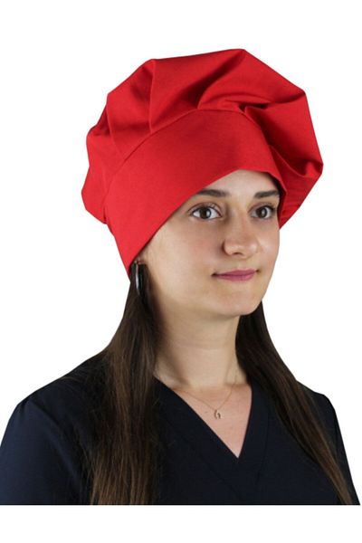 DrMia Unisex Chef Cook Cap Cook Hat Mushroom Cap Alpaca Fabric Red