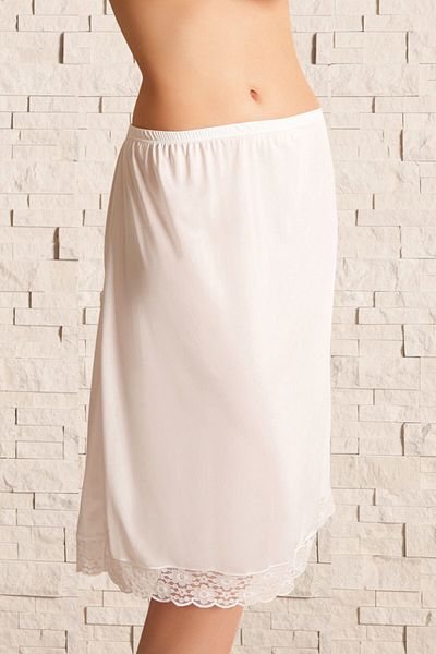 Anıl Lingerie Țesătură din poliamidă pentru femei, dantelă, până la genunchi, fustă lungă sub fustă (0611)