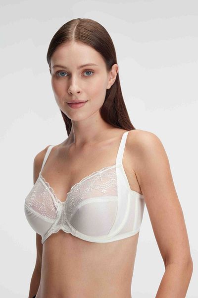 Anıl Lingerie Women's Ecru Underwire Satin Lace Non-supporting Minimizer Minimizer Bra 3633