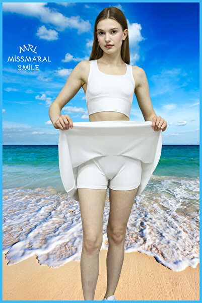 missmaral Λευκή ψηλόμεση φούστα παραλίας με σορτς φούστα με σορτς beach ρούχα & τένις