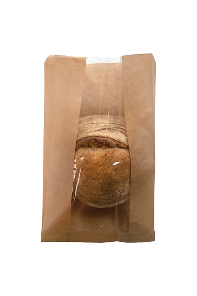 OLİ Art 25x41cm Kraft Paper Bag with Window - 100 Pieces, Side Gusset Packaging, Gift Package