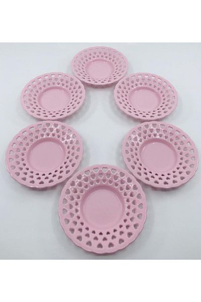 Tvet 12 Pieces 11 Cm Plastic Heart Tea Plate - Mixed Color Will Be Dispensed
