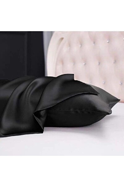 Tinybabyconcept 100% Silk Cotton Satin Pillow Case Black Color 50x70cm
