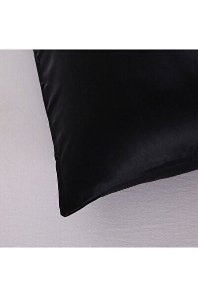 Tinybabyconcept 100% Silk Cotton Satin Pillow Case Black Color 2 Pieces 50x70cm
