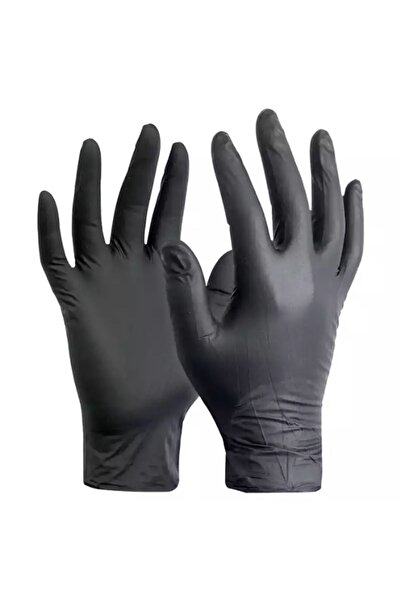 Kalbi Ticaret Siyah Eldiven Pudrasız Nitril Eldiven Medium 100'lü Çok Amaçlı Gıdaya Uygun Eldiven