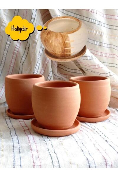 Comlekevi Toprak Saksı ,kaktüs Saksı Seti, Üç Adet