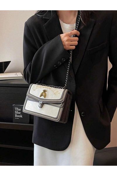 Accessories Vanilla Avenue Bitter Brown Faux Leather Chain Detailed Women's Bag with Strap