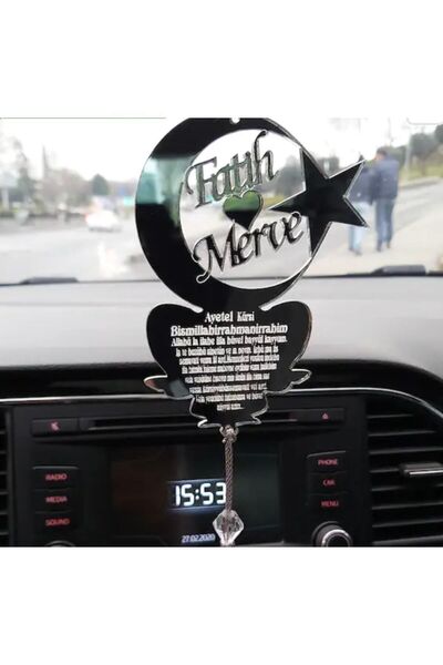 GÜVEN Pleksi Ay Yıldız İsimli Otomobil Dikiz Aynası Süsü Gümüş Renk