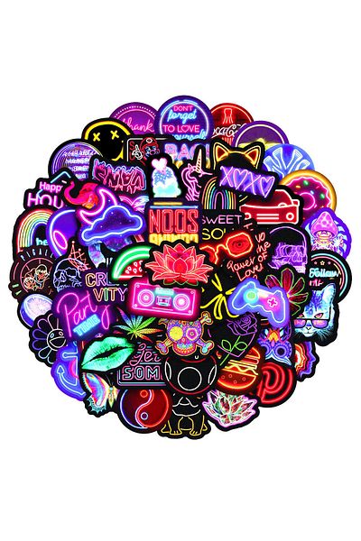 Choice 100PCS Neon Cool Cartoon Personality Graffiti Creative Stickers Refrigerator Computer Table Car S...