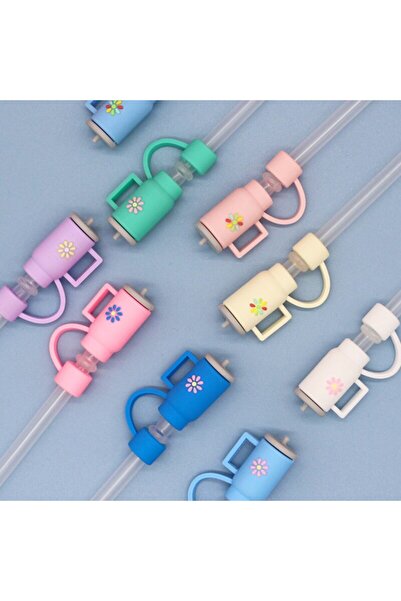 Choice 5Pcs大直径10毫米吸管帽彩色硅胶防漏塞冰牛配件防尘杯...