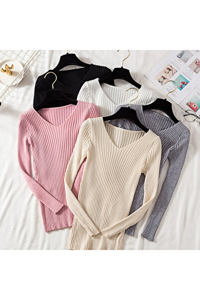 Choice Autumn Winter Women Sweaters Casual Long Sleeve Knitted V Neck Pullover Sweater Femme Basic Solid...