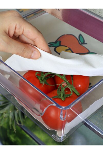 kesesepeti Yıkanabilir Buzdolabı İçi Meyve Sebze Nem Önleyici Örtüsü & Matı |Pamuk| 2 Adet 24x31cm | Fruta