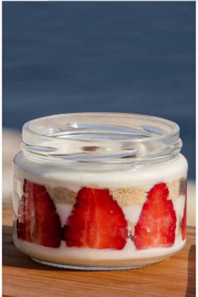 LİZYA BABY Glass Jar 6-Piece Magnolia Cup Jar Magnolia Pudding Colored Red Covered Dessert Cup Bowl