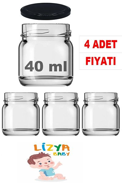 LİZYA BABY Mini-small 40 Cc Glass Jar Specimen, Food, Jam, Honey, Wedding And Henna Confectionery Black Jar With Lid