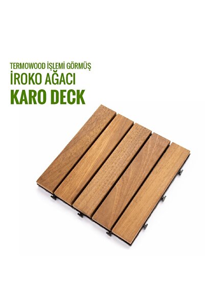 SUNSOE İroko Ağacı Balkon Bahçe Ahşap Yer Döşemesi Karo Deck 30x30 Cm – 1 Ade...