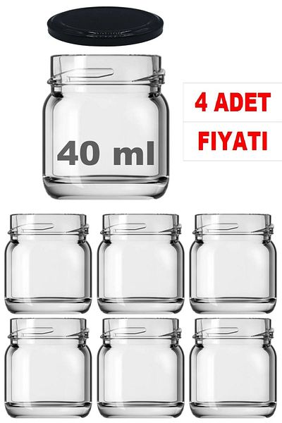 LİZYA BABY Mini-small 40 Cc Glass Jar Specimen, Food, Jam, Honey, Wedding And Henna Confectionery Black Jar With Lid
