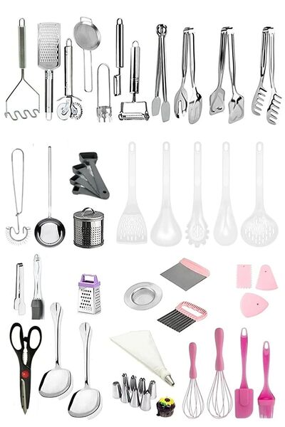 Homerest 37 Adet Çeyiz İçin; Kepçe Spatula Set, Maşa Servis Seti, Soyacak Çır...