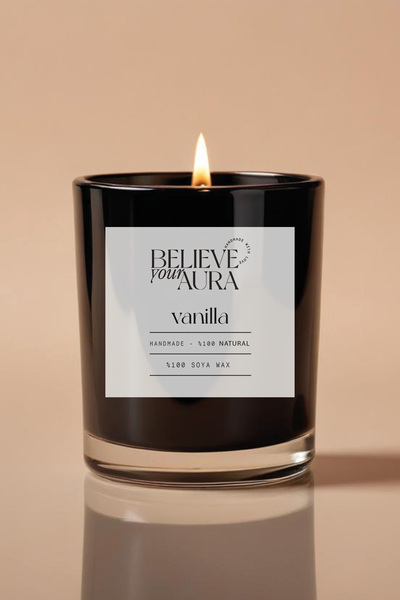 Believe Your Aura Vanilya Kokulu Mum - %100 Doğal Soya Aromaterapi ve Dekorat...