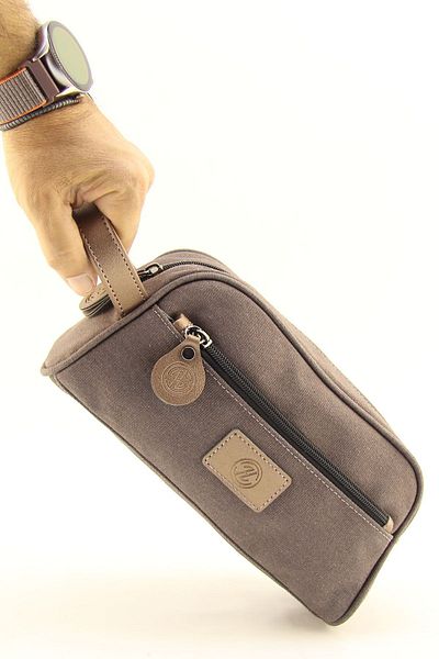 HNB Men's Brown Waterproof Canvas Bag - Shaving Organizer, Personal Care, Travel Daily