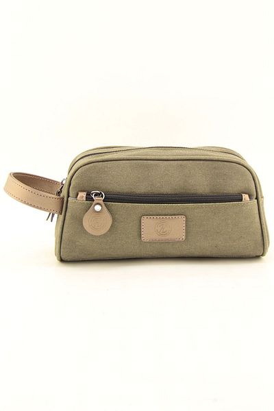 HNB Khaki Men's Canvas Bag - Waterproof, Shaving Organizer, Personal Care, Travel Daily