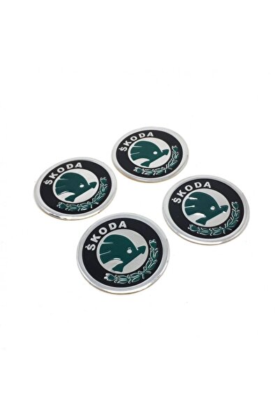 GARDENAUTO Skoda Jant Göbeği Alüminyum Sticker Yapıştırma 60mm 4'lü Set Yeşil