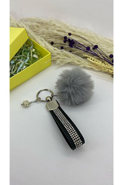 GARDENAUTO Сірий діамантовий кулька і камінний брелок з пір'ям