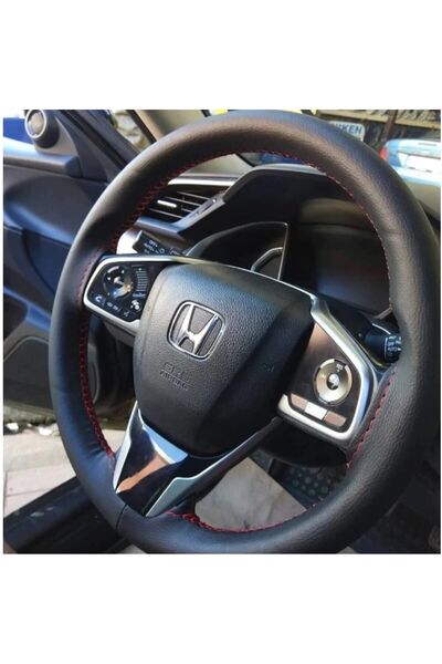 GARDENAUTO Honda Civic 2006-2012 Deri Direksiyon Kılıfı Premium Düz Model Kır...