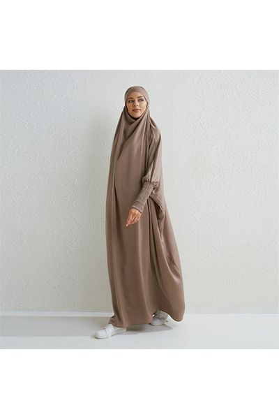 Choice عباية مقصوصة بغطاء للرأس للنساء - ملابس جلباب دبي الإسلامية