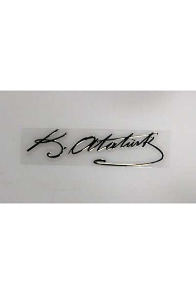 Marka Krc Atatürk Imza Metalize Sticker Yapıştırma ( Krom Görünüm )