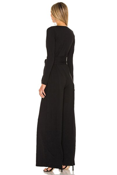 By Kul Design Kadın Siyah V Yaka Ipek Jarse Tulum