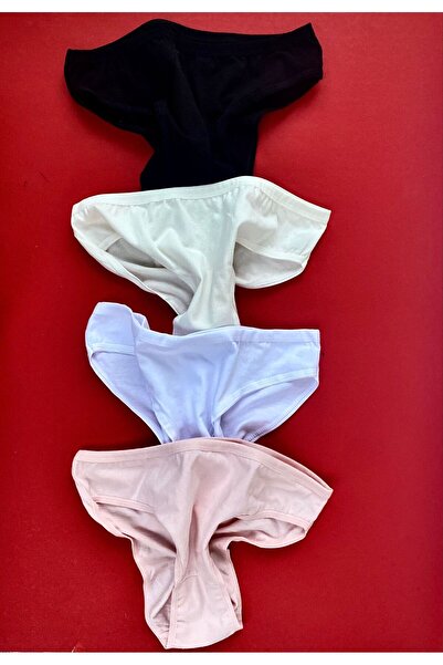 VicTroy Lace 4-Piece String Strap Cotton Lycra Blouse and 4 Gift Panties (SALMON-WHITE-ECRU-CLARET RED)