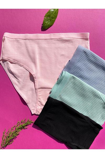Freya Boutique Γυναικεία 5 Πακέτα Βαμβακερά Μαύρα, Ροζ, Λευκά, Πράσινα και Μπλε Χρώμα Τρίγωνο Σλιπ εσώρουχα 50V20