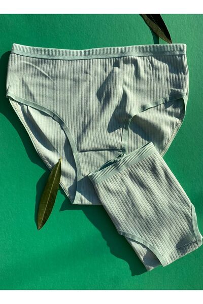 Freya Boutique Women's 4-Piece Cotton Ribbed Triangle Slip Panties in Pink, Ecru, Green and Light Blue