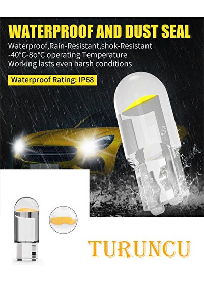 MeyZone Yeni Nesil T10 Led Dipsiz W5w Turuncu Park Tavan Plaka Ampülü