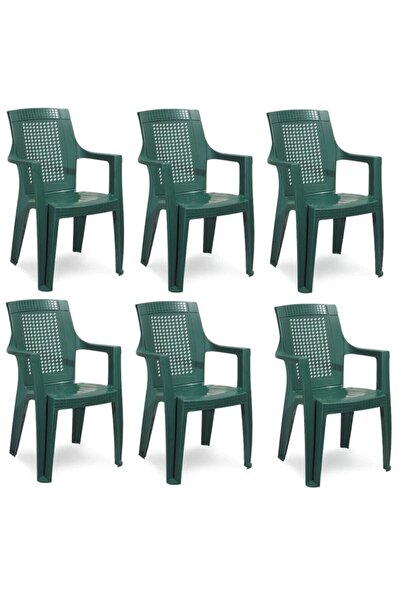 NetBazaars Plastik Sandalye 6 Adet Gold Balkon Bahçe Kamp Mobilya (yeşil) Xöm...