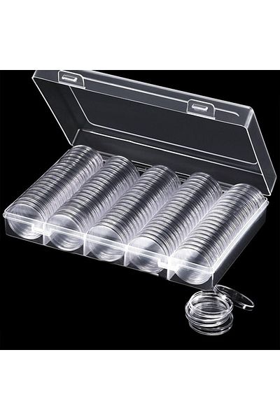 Choice 100Pcs 27mm/30mm Transparent Coin Cases Coins Storage Capsules Protection Box Container Holder Co...