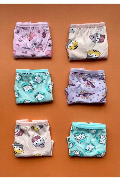 VicTroy Pantaloni scurti cu imprimeu mixt din bumbac, 12 piese pentru fete - Chiloți