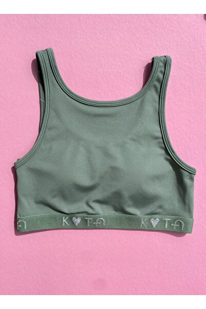 VicTroy Diver Fabric Green Color Women's Sports Athlete-Bustier with Removable Pads 64V45