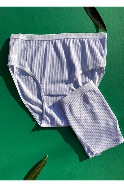 Freya Boutique Women's 4-Piece Cotton Black, Green, Light Blue and Pink Color Ribbed Triangle Slip Panties 50V20