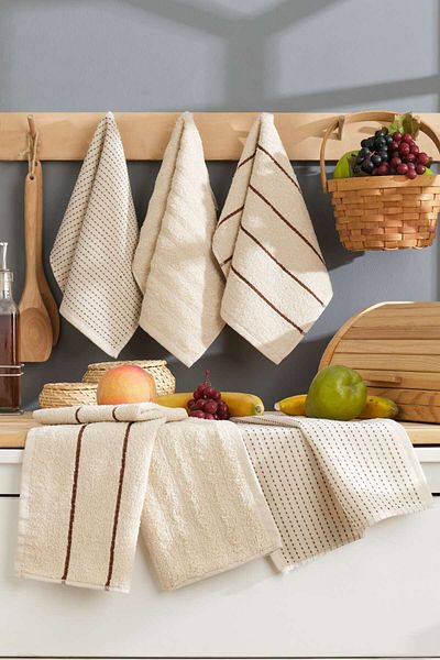 Elaganya Σετ 6 Πετσέτες Κουζίνας Extra Soft, 100% Βαμβάκι, 30Χ50
