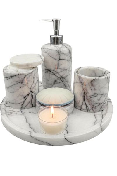 ege gross Decorative Marble 5 Piece Bathroom Set Set