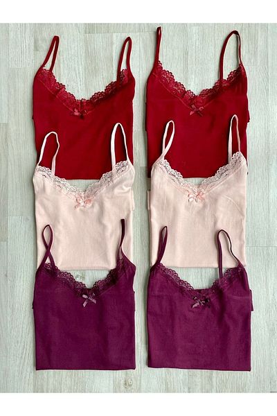VicTroy Cotton 6 Pieces Rope Strap V-Neck Lace Women's Athlete